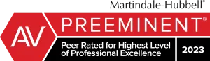 Martindale-Hubbell AV Preeminent | Peer Rated for Highest Level of Professional Excellence | 2023